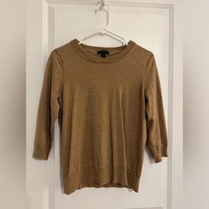 J.Crew brown tan three quarter 3/4 sleeve sweater large